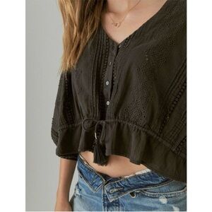Lucky Brand Cropped peasant Blouse size XXL